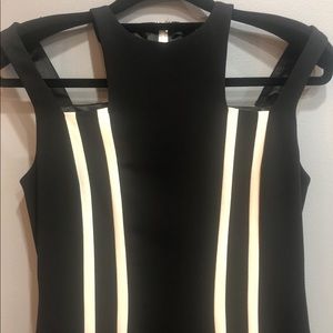 Jay Godfrey dress black/white strips with cutouts